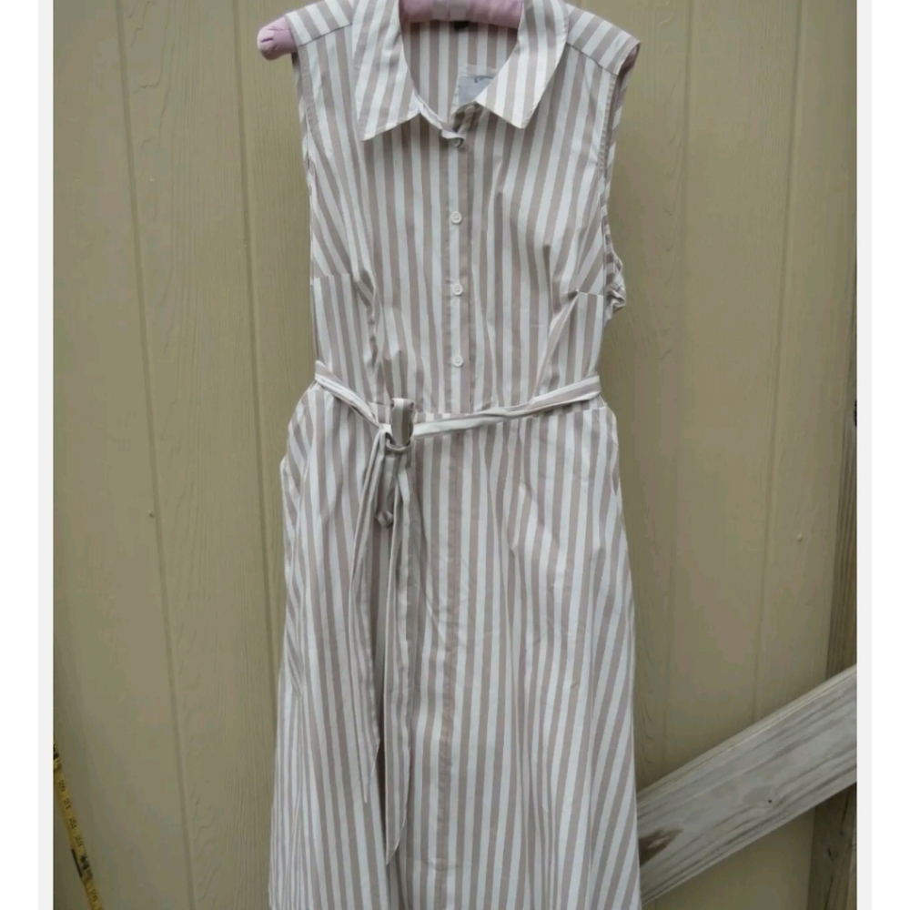 TORRID Beige White Stripe Poplin Fit Flare Dress Size 1X Rockabilly